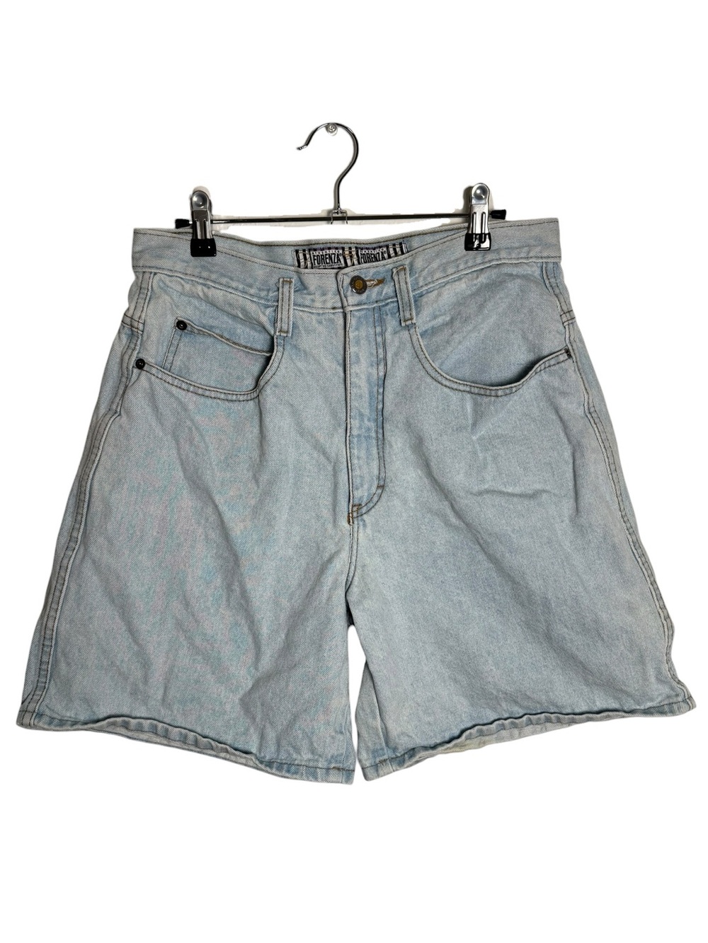 Vintage Forenza High Rise Denim Dad Slouch Shorts Light Blue Wash